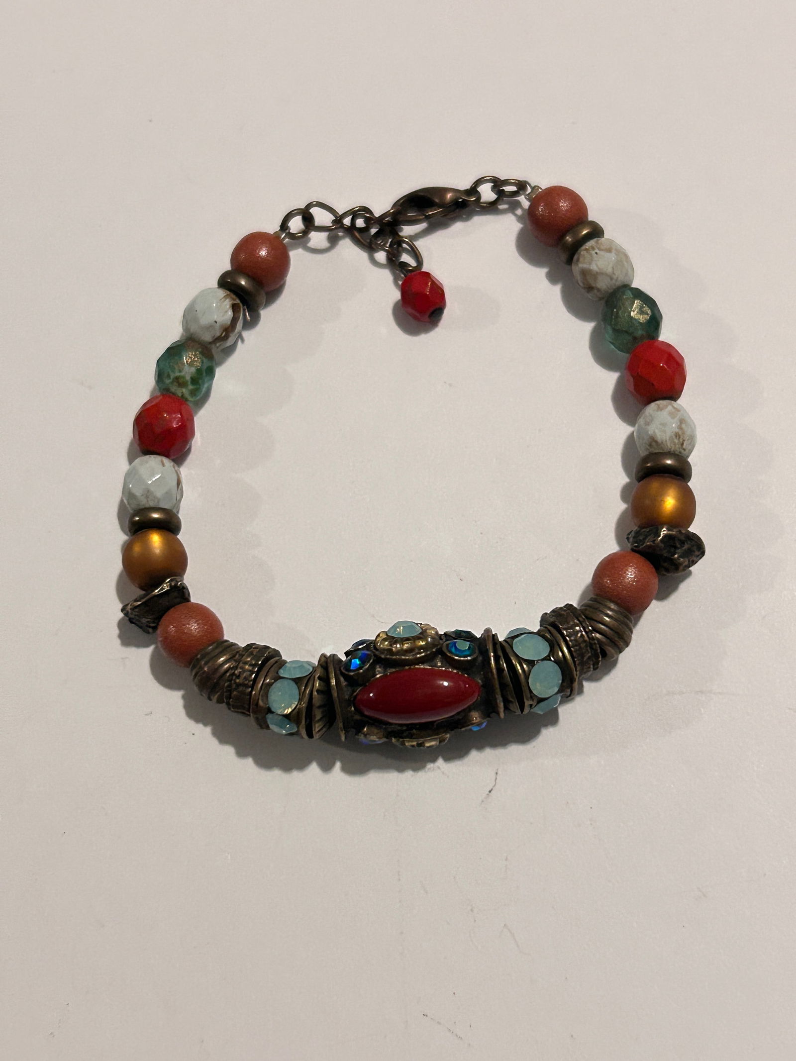 Vintage old beaded multi colored Bracelet 7" (1 of 4)