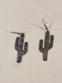 Vintage Sterling Silver Mexico Cactus Earrings