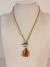 Vintage Sterling Silver Glass Pendant Necklace sz 18"