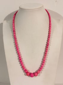 Vintage pink Acrylic Necklace Sz 23"