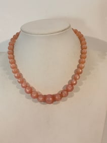 Vintage Pink Acrylic Bead Necklace sz 15"