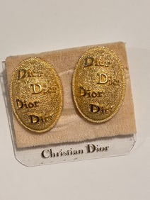 Chr Dior Vintage Monogram Clip-on Earrings, 1970s