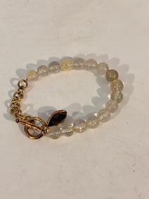 Vintage Sterling Silver clear bead Bracelet 8"