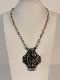 Vintage Art Nouveau Pendant Necklace Sz 20"