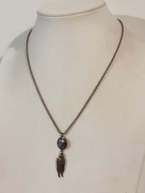Sterling Silver Kachina Pendant rope Necklace sz 20"