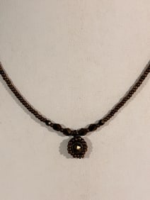 Vintage brown beaded Necklace Sz 16"