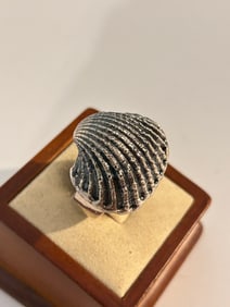 Vintage Sterling Silver Modernist Sheel Ring Sz 5