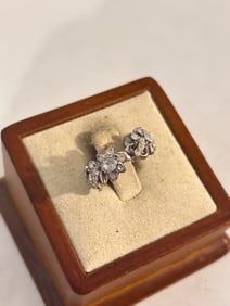 Vintage Sterling Silver Rhinestone Ring Sz 5