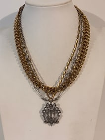 Vintage Juicy Couture Multi Strand Gold Tone Pendant Necklace 16"