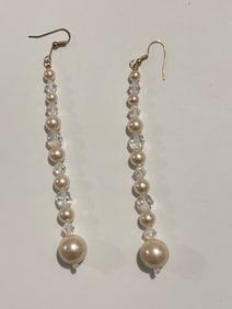 Vintage Faux Pearl Rhinestone Fashion Earrings