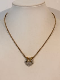 Swarovski heart necklace vintage 17"