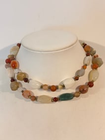 Vintage multi colored gemstone Necklace 27"