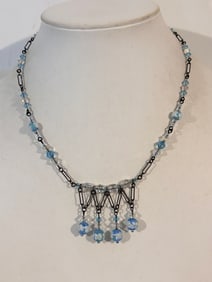 Vintage HB Original blue bead Necklace 15"