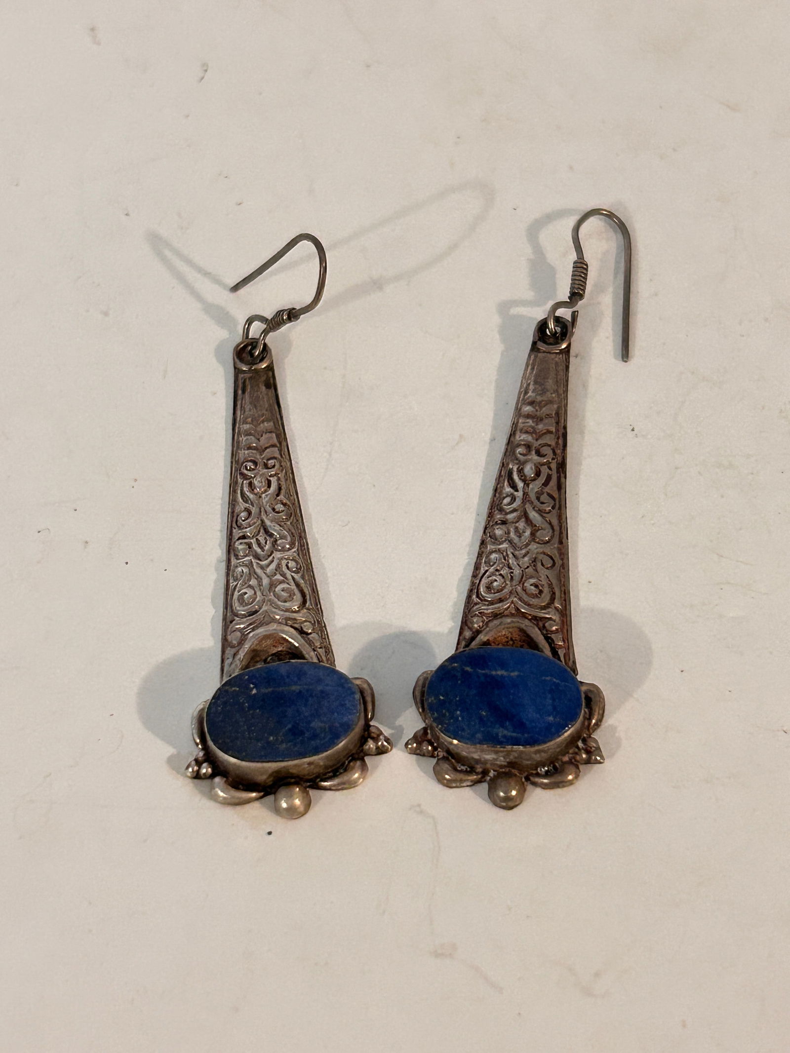 Blue Lapis Navajo Sterling Silver Dangle Drop Earrings (1 of 5)