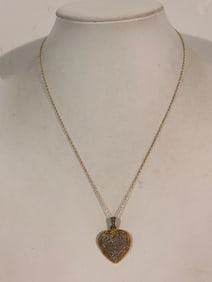 Vintage Sterling Silver Heart Necklace Sz 18"