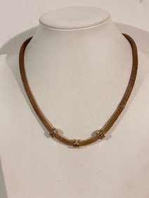 Vintage Gold tone mesh Necklace Sz 17"