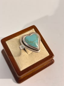 VTG Sterling Silver - MEXICO ATI Turquoise Statement Ring sz 6