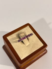 Vintage Sterling Silver rhinestone band Ring sz 7