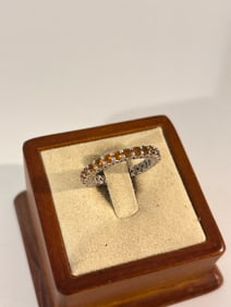 Vintage Sterling Silver rhinestone band Ring sz 5