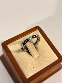 Vintage Sterling Silver black Ring sz 9
