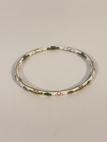 Vintage Cloisonne Bangle Bracelet 7.75 In