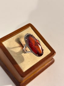 Vintage Sterling Silver rhinestone Ring sz 5