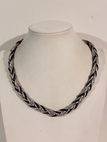 Vintage Gold tone braided mesh Necklace Sz 21"