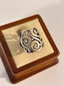 Vintage Sterling Silver Modernist Ring sz 8