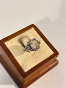 Vintage Sterling Silver Rhinestone Ring sz 6