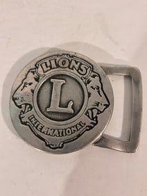 Lions Club International Service Organization Vintage Pewter Belt Buckle