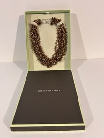 Ross-Simons Freshwater Pearl Multistrand Sterling Silver Collar Necklace w Box Sz 17"
