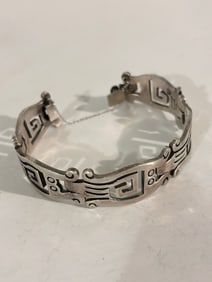 Vintage Antique Mid-Century Sterling Silver TAXCO Bracelet Signed 7.5"