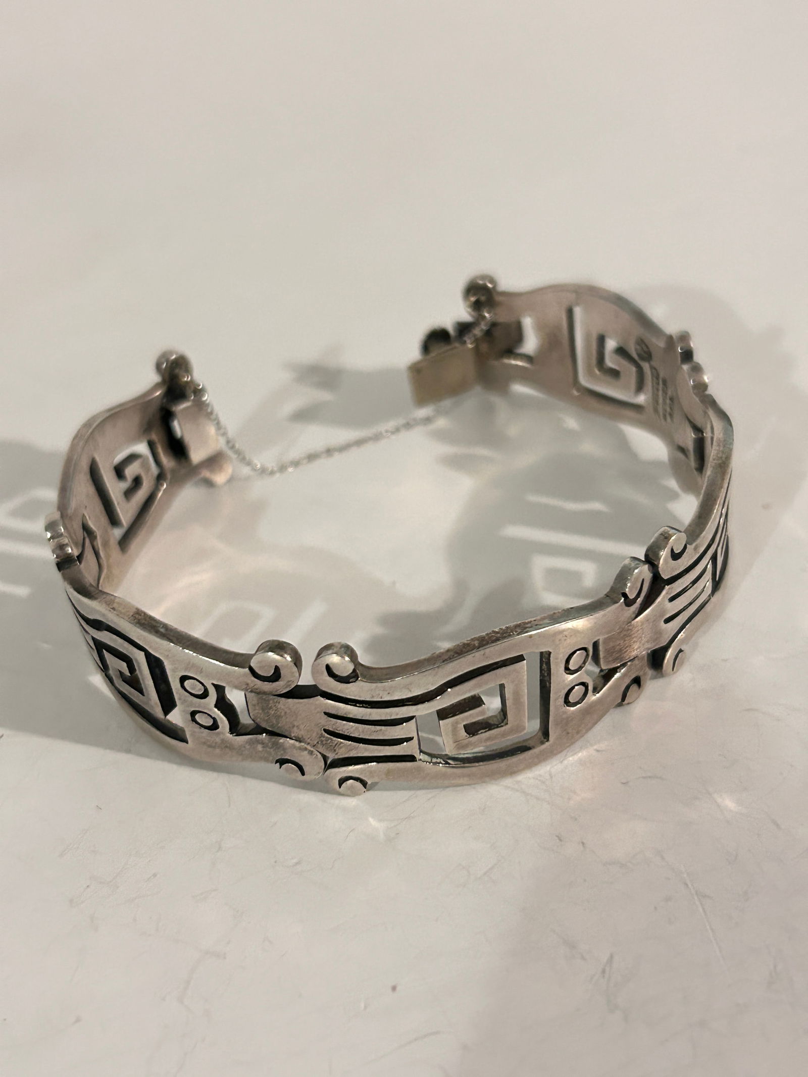 Vintage Antique Mid-Century Sterling Silver TAXCO Bracelet Signed 7.5" (1 of 5)