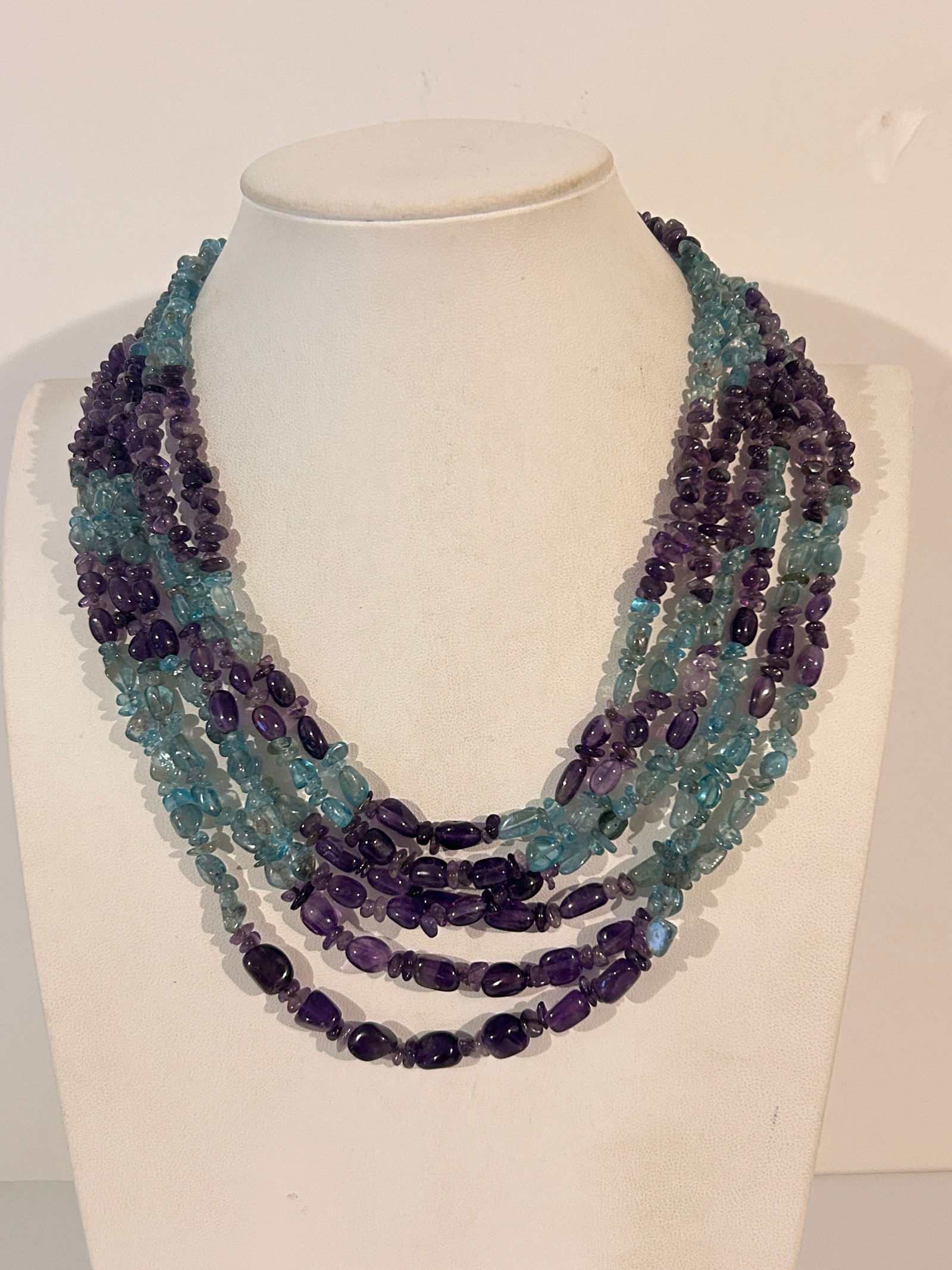 Jay King DTR Amethyst Bead Necklace 6 Strand Sterling Silver 17" (1 of 5)