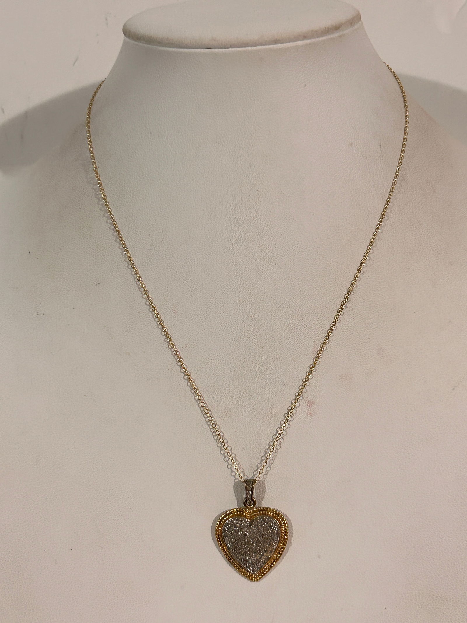 Vintage Sterling Silver Heart Necklace Sz 18" (1 of 5)