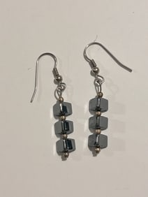 Vintage Hematite/black Fashion Earrings