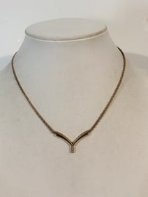 Vintage Goldtone rhinestone Necklace sz 14"