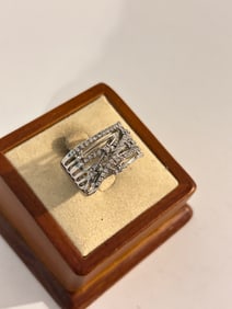 Vintage Sterling Silver Modernist Ring sz 6