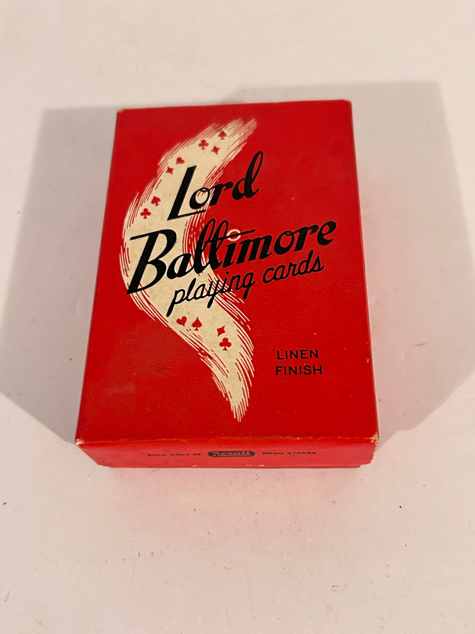 Vintage Lord Baltimore Playing Cards Linen Finish Rexall Drug Store: Vintage Lord Baltimore Playing Cards Linen Finish Rexall Drug Store Please view all photos as they are part of the description and condition of this Item, Feel free to contact me with questions or pic
