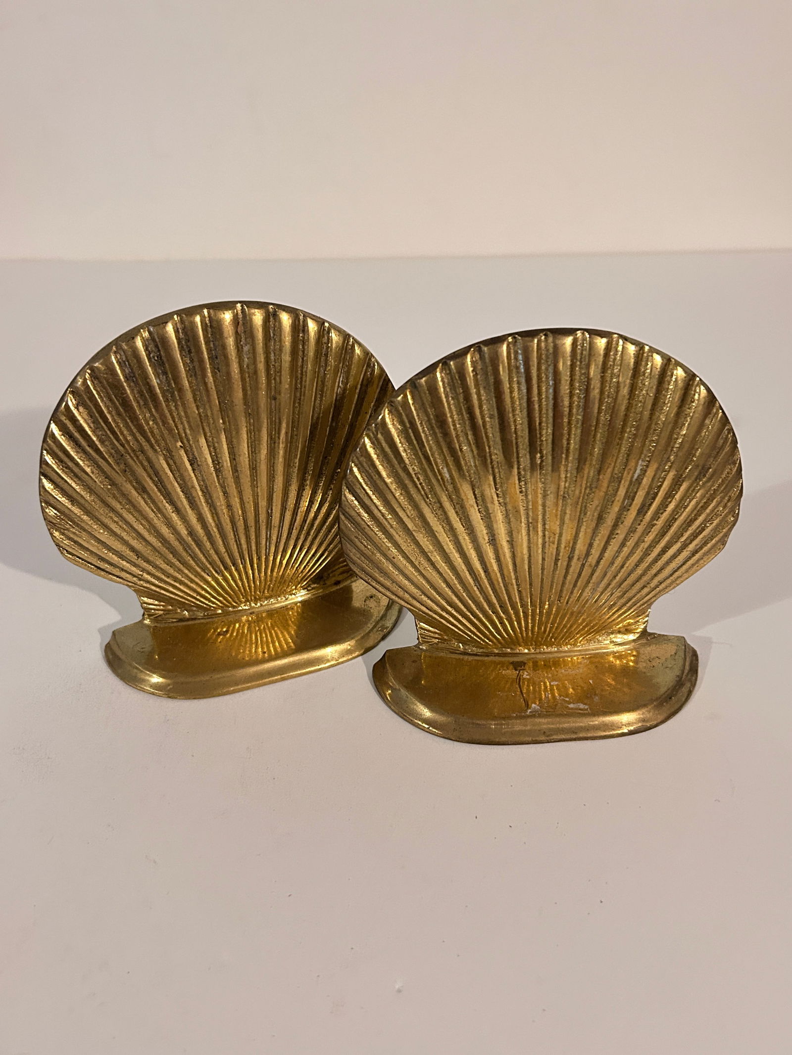 Vintage Solid Brass Sea Shell  Heavy Brass  Bookends (1 of 4)