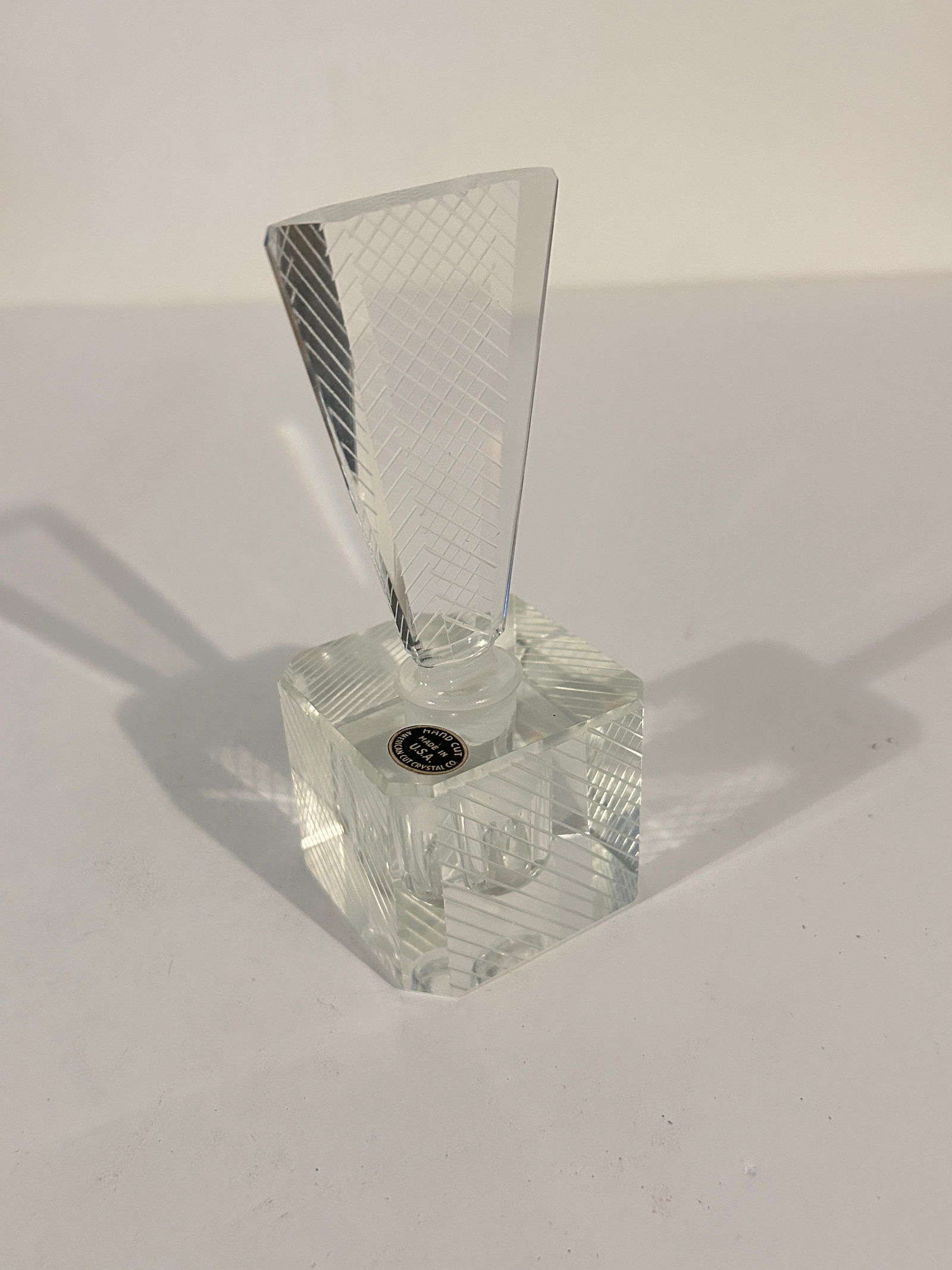 Vintage Crystal Cut Glass Square Perfume Bottle (1 of 4)