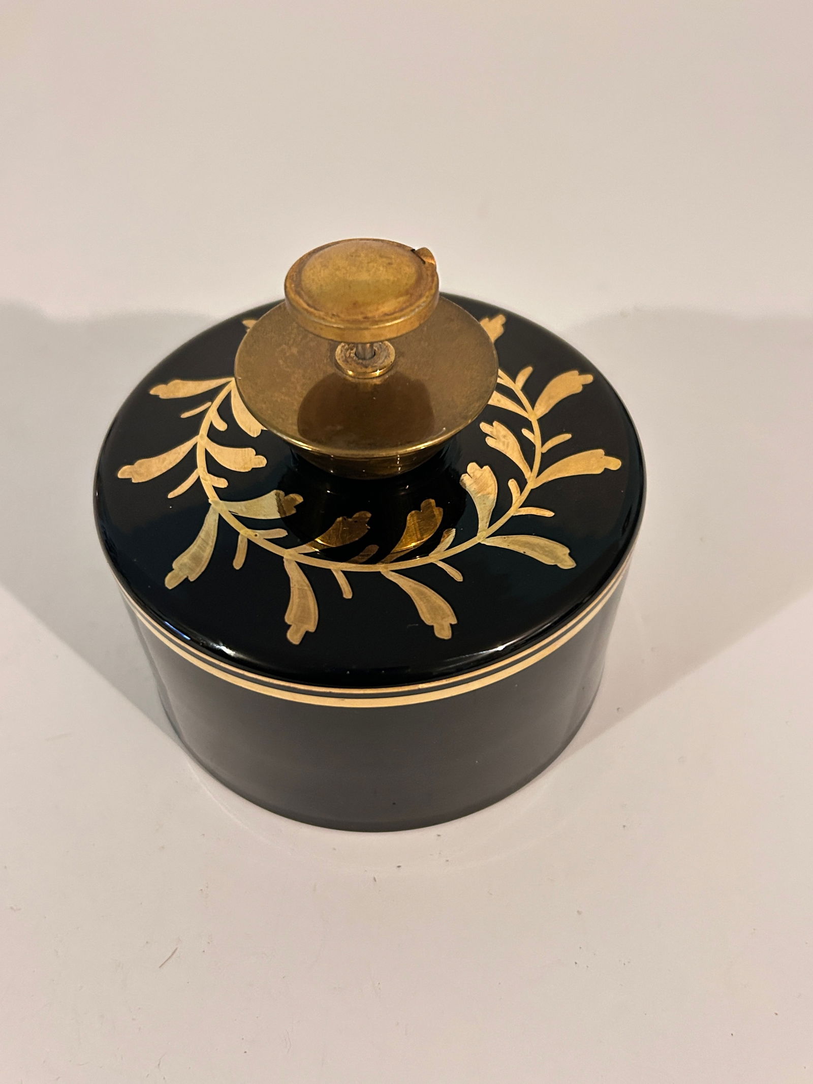 Vintage Large Aubergine Mist Perfume Bottle Gold Leafing 4" (1 of 5)