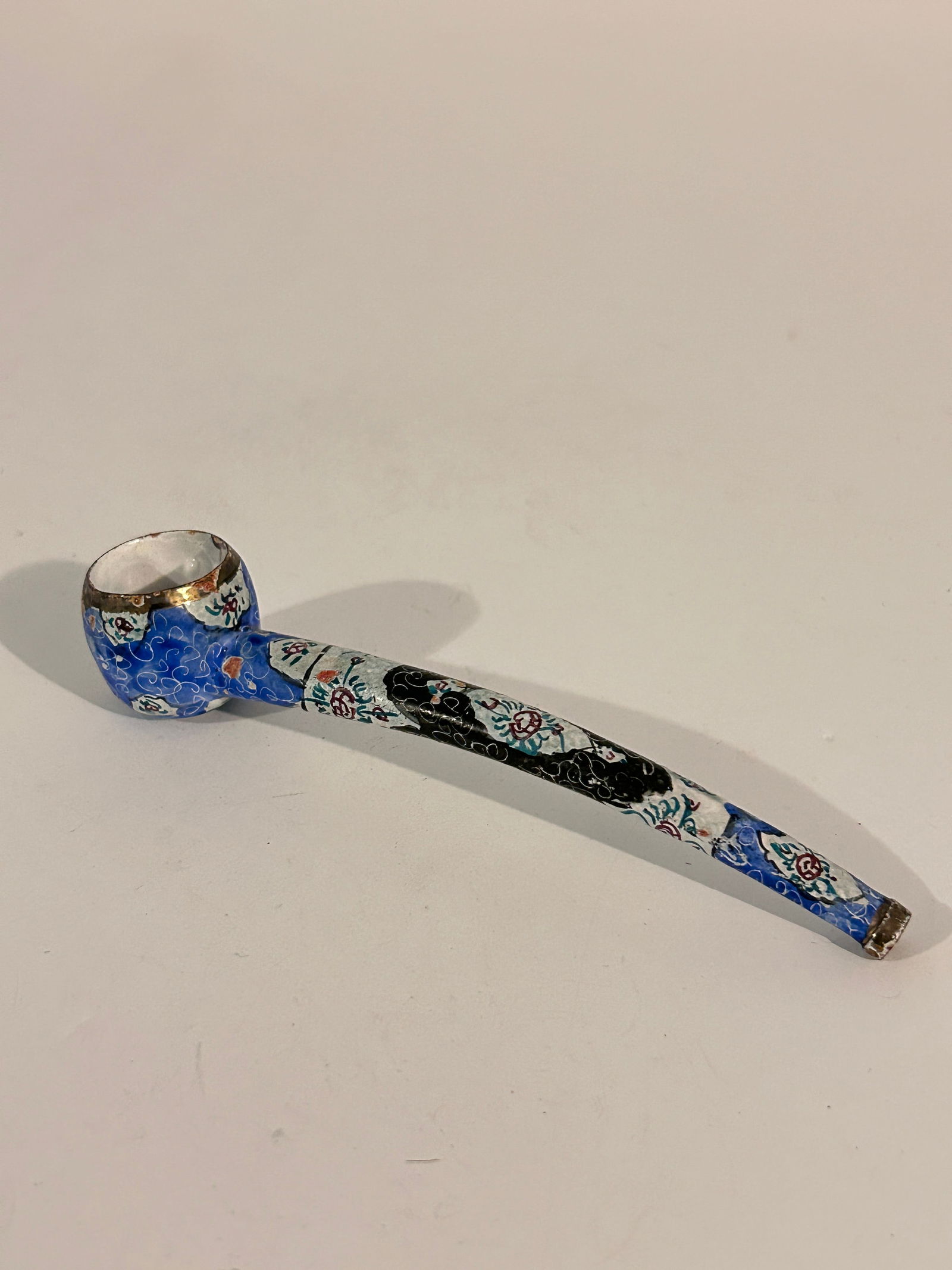 Blue & White Asian Chinese Cloisonné Enamel Smoking Tobacco Pipe (1 of 5)