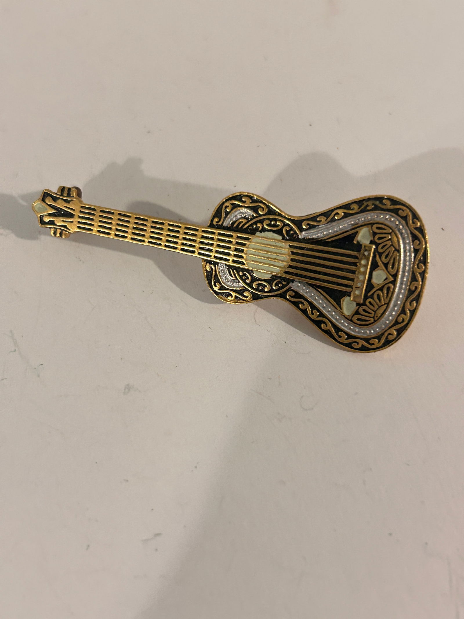 Vintage Damascene guitar brooch (1 of 4)