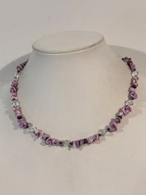 Vintage Sterling Silver Swarovski Crystal shell Necklace 17"