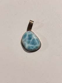 VTG Sterling Silver - SOUTHWESTERN Larimar Cabochon Necklace Pendant