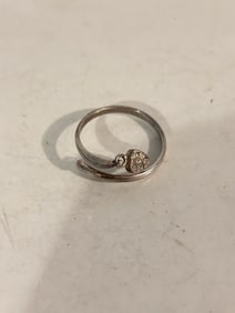 Vintage Sterling Silver Rhinestone Heart Ring Sz 7