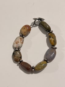 Vintage Gemstone bead Bracelet 7.5 "