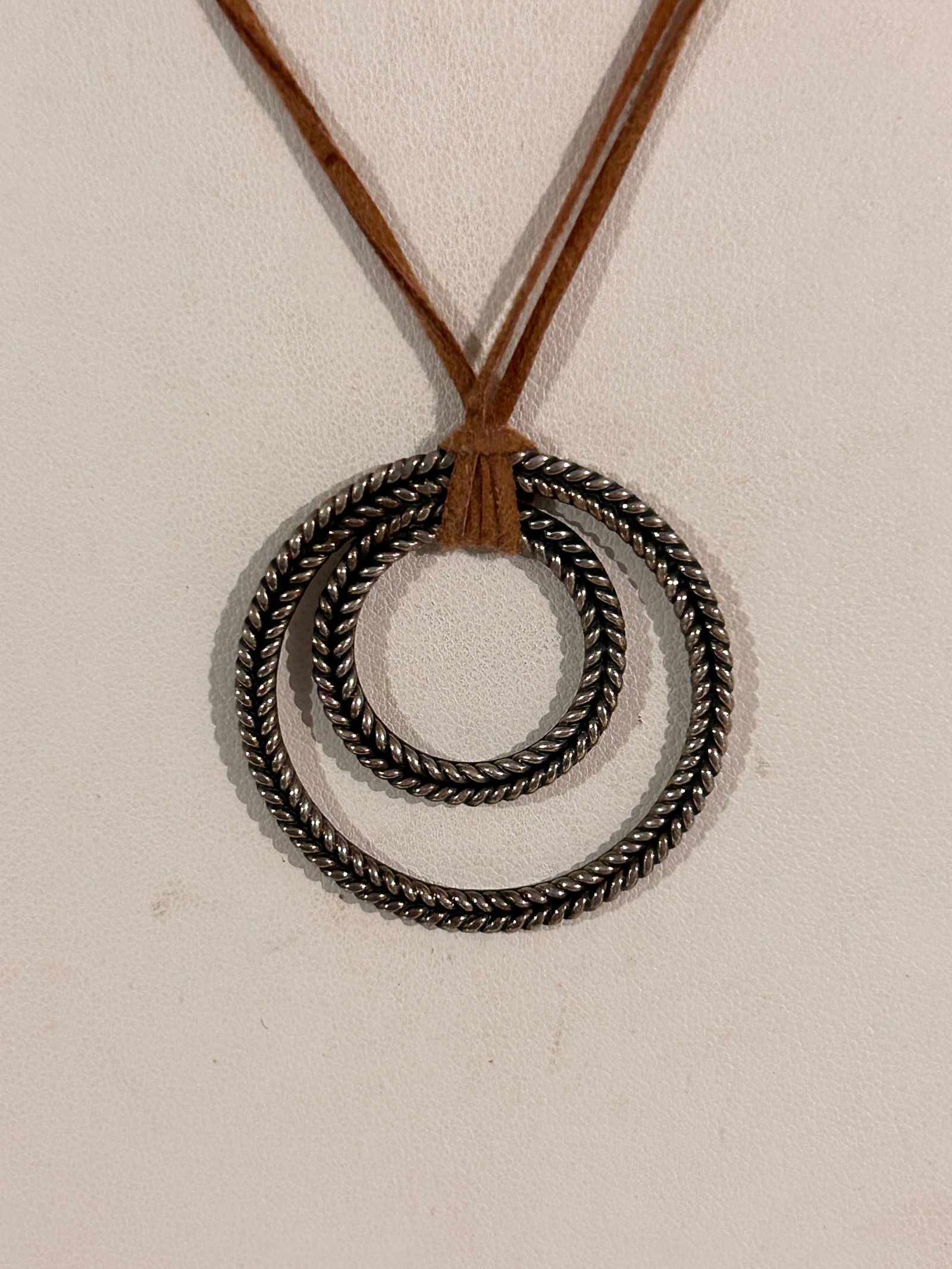 Vintage Sterling Silver pendant leather Necklace 18" (1 of 5)