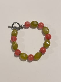 Vintage Gemstone bead Bracelet 8"